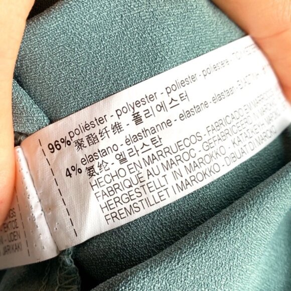 🎄 ZARA SAGE PADDED SHOULDER PEARL RUFFLE DETAIL LOOSE MINI DRESS! - Picture 12 of 16